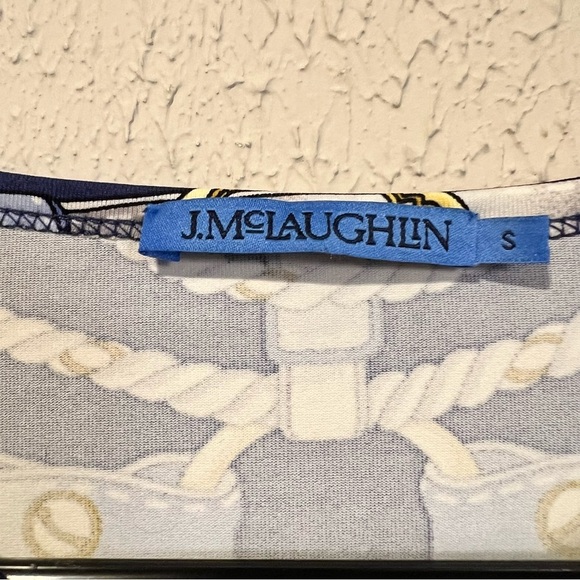 J. McLaughlin Blue and Gold Nautical Print Catalina cloth top size small - Picture 6 of 9